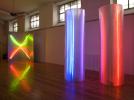 LABYRINTS OF ENERGY (2015), Spazio Tadini Gallery, Milano (IT) – Pavel Korbička / Headlights No.12 (2006), sheets, neons, 201x170x120 cm; Light Conductors No.13 (2015), polycarbonates, neons, 210x180x60 cm