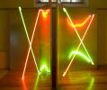 LABYRINTS OF ENERGY (2015), Spazio Tadini Gallery, Milano (IT) – Pavel Korbička / Headlights No.15 (2006), sheets, neons, 201x170x120 cm; Headlights No.12 (2006), sheets, neons, 201x170x120 cm