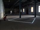 PLACE IN THE PLACE (2010), Little America, Brno – Installation, neon tubes in the concrete floor, 360 x 360 cm
