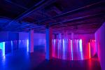 SPACE OF PERCEPTION (2021), Telegraph Gallery, Olomouc (CZ) – Pavel Korbička, site-specific installation, polycarbonates, neons, 210x2143x1569 cm, photo: Jan Vermouzek