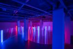 SPACE OF PERCEPTION (2021), Telegraph Gallery, Olomouc (CZ) – Pavel Korbička, site-specific installation, polycarbonates, neons, 210x2143x1569 cm, photo: Jan Vermouzek