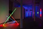 PERSPECTIVE OF LIGHT (2024), Al-Tiba9 Art Gallery, Barcelona (ES) – PAVEL KORBIČKA - BUILDING No.03 (2023), neon glass tubes, installation; LABYRINTHINE CORRIDOR No.09 (2024), site-specific installation; HORIZONS OF LIGHT (2019), neon glass tube, photo: Luca Rossini 