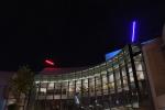 BIELA NOC 2021, international festival of the art of light, Bratislava (SK) – PAVEL KORBIČKA - GOD'S MILLS (2019), kinetic site-specific installation, chimney, LED technology, second hand of the clock, The Slovak National Theatre, Bratislava (SK)